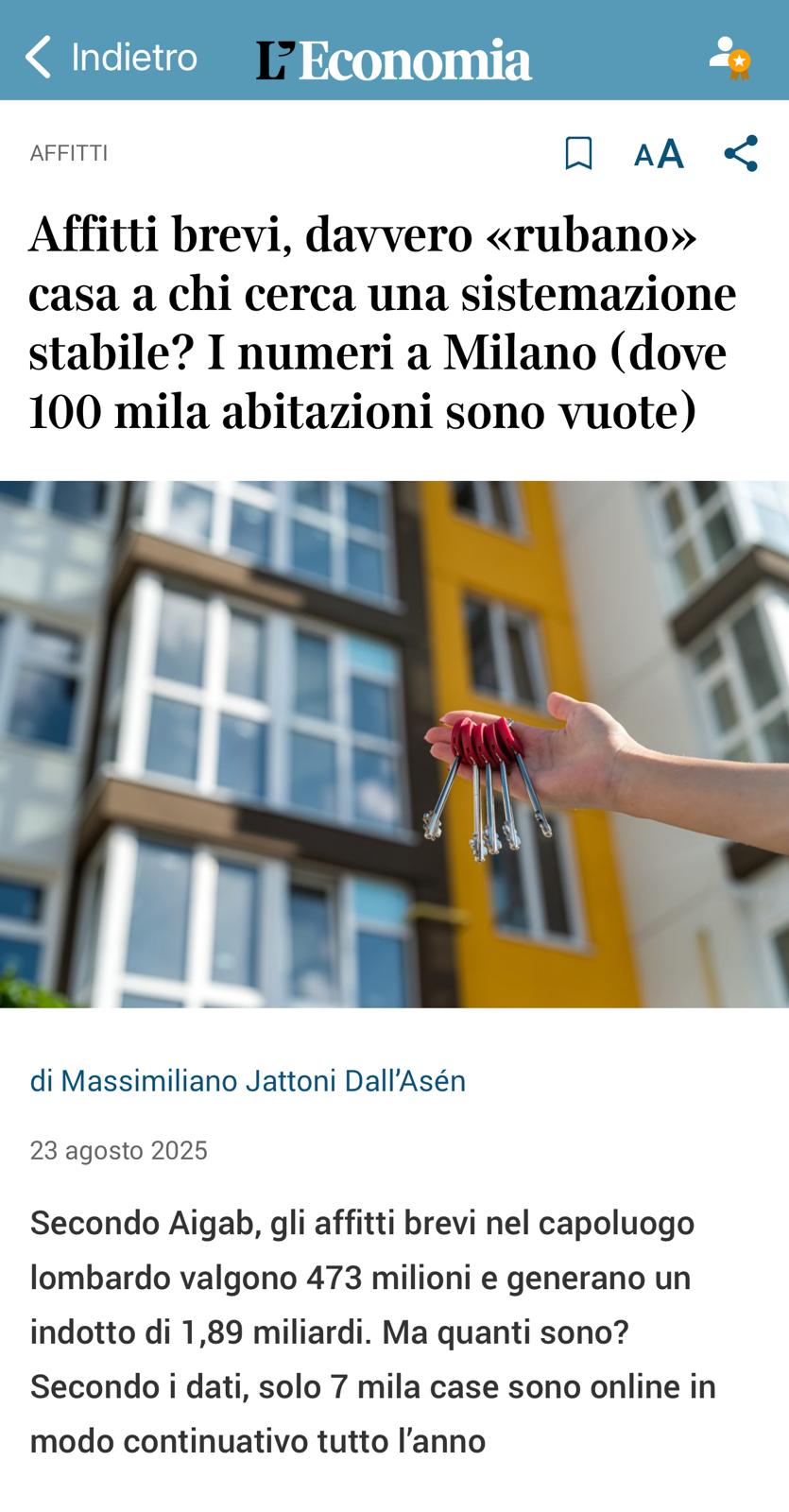 “Affitti Brevi: davvero «rubano» casa a chi cerca una sistemazione stabile? I numeri a Milano (dove 100 mila abitazioni sono vuote)”