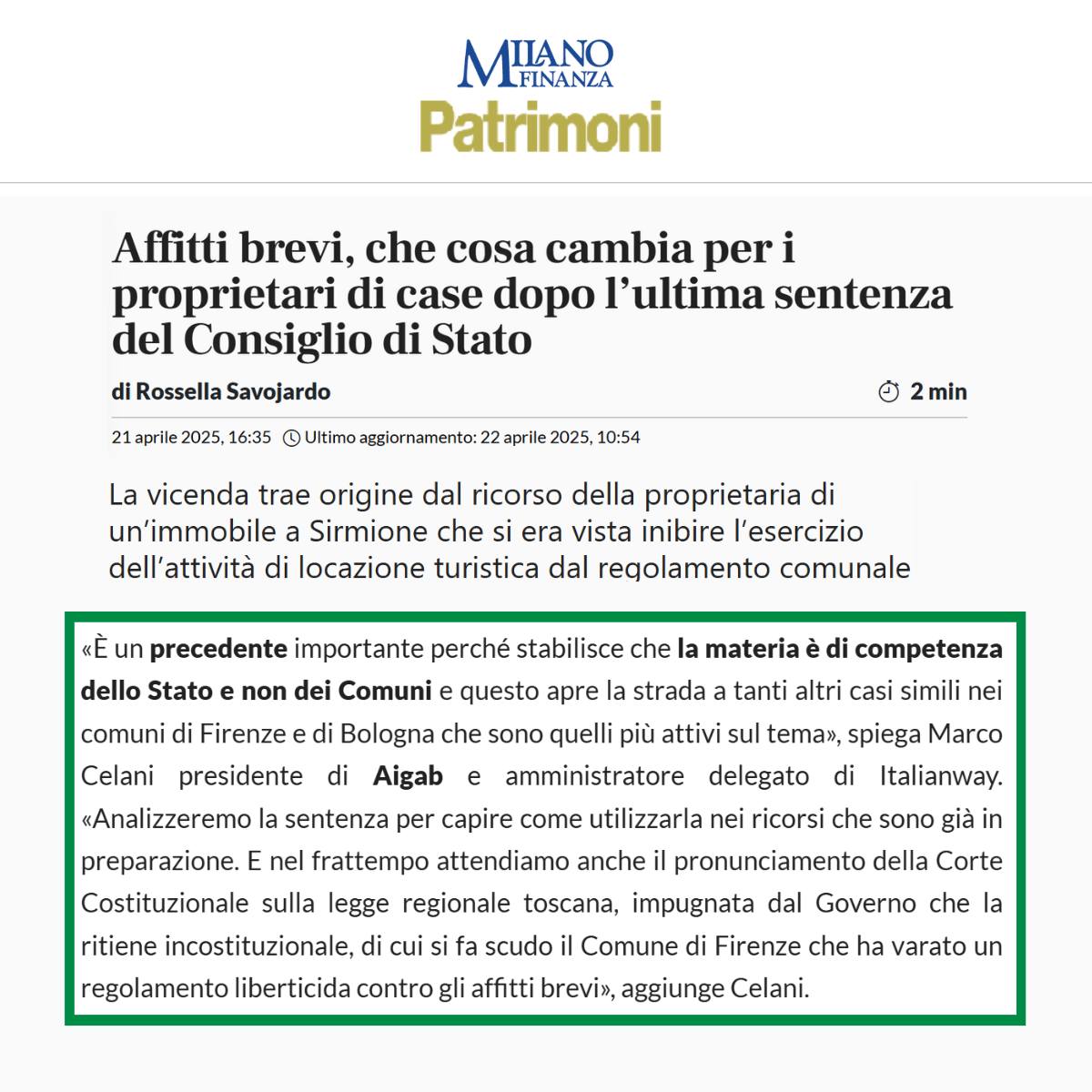 Affitti Brevi, che cosa cambia per i proprietari di case dopo l’ultima sentenza del Consiglio di Stato