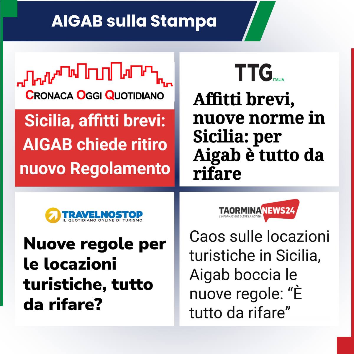 Sicilia, AIGAB contro nuovo Regolamento locazioni turistiche