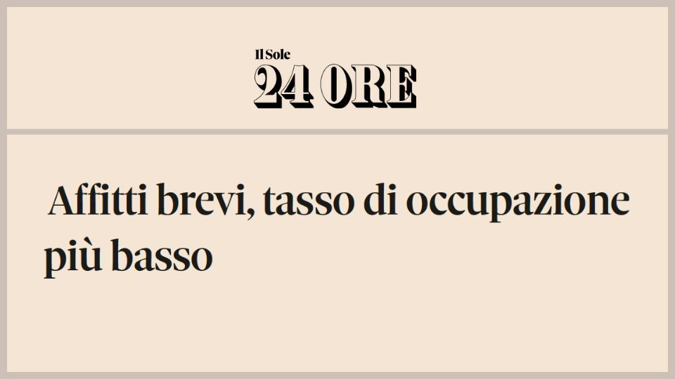 Affitti brevi, tasso di occupazione più basso